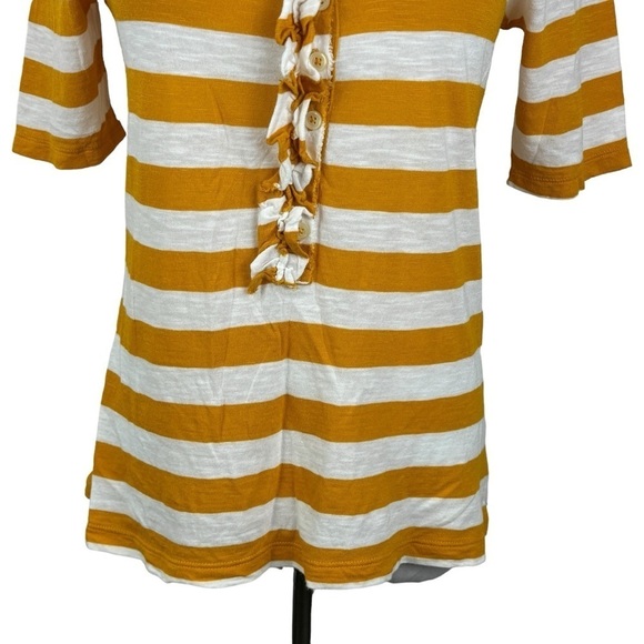 Old Navy Petite Striped Half Sleeve Ruffle Front Blouse Women's Junior Large - Picture 4 of 8